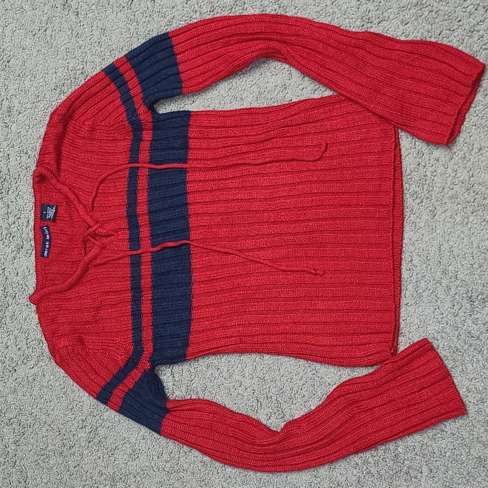 Derek Heart Red & Navy Blue Stripped Sweater (small)